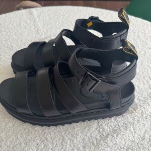 Dr. Martens Blaire Black Leather Platform Sandals Size 10